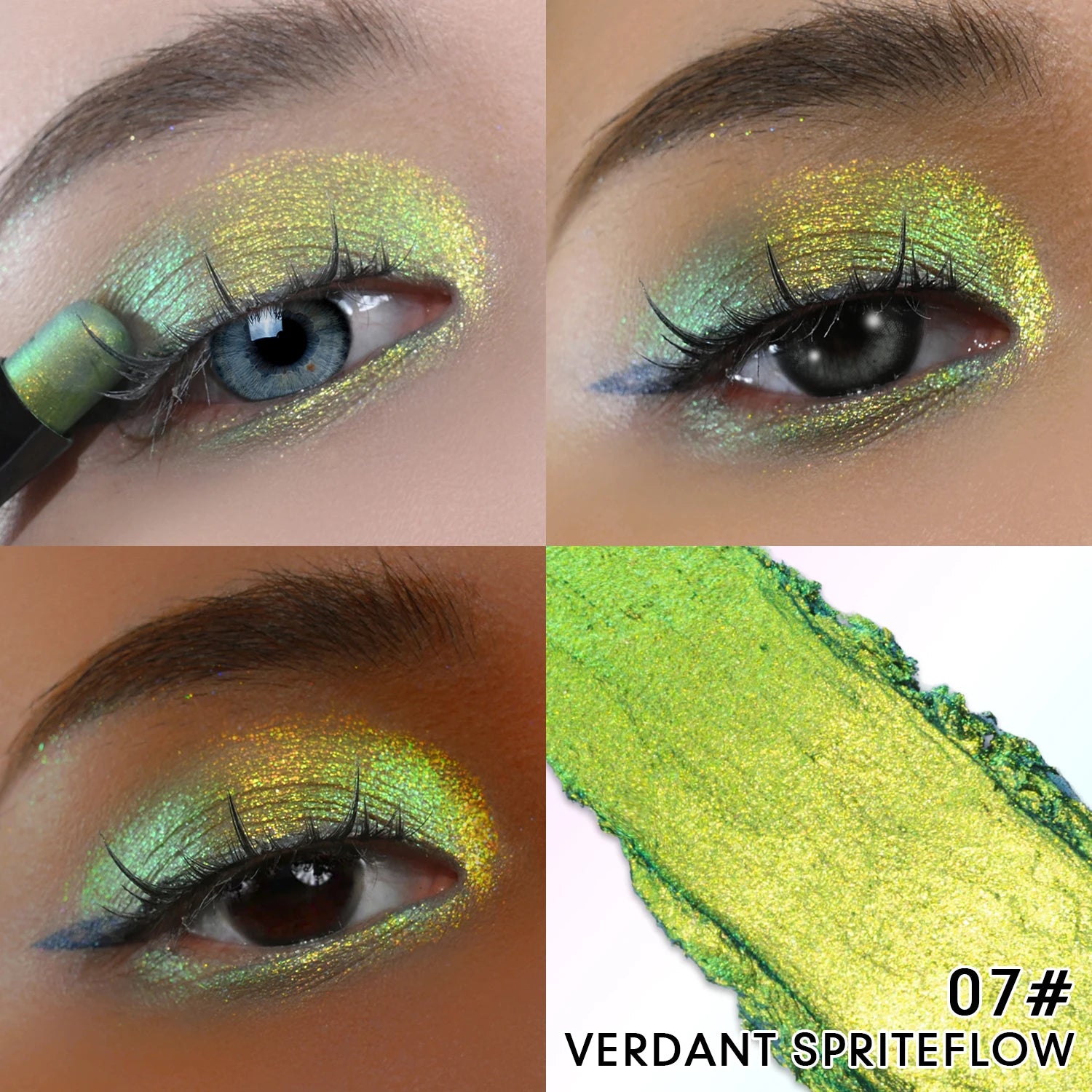 CHARMACY Multichrome Eyeshadow Pen Double Head Multichrome Eye Shadow Glitter for Eyes Waterproof Professional Maquillaje